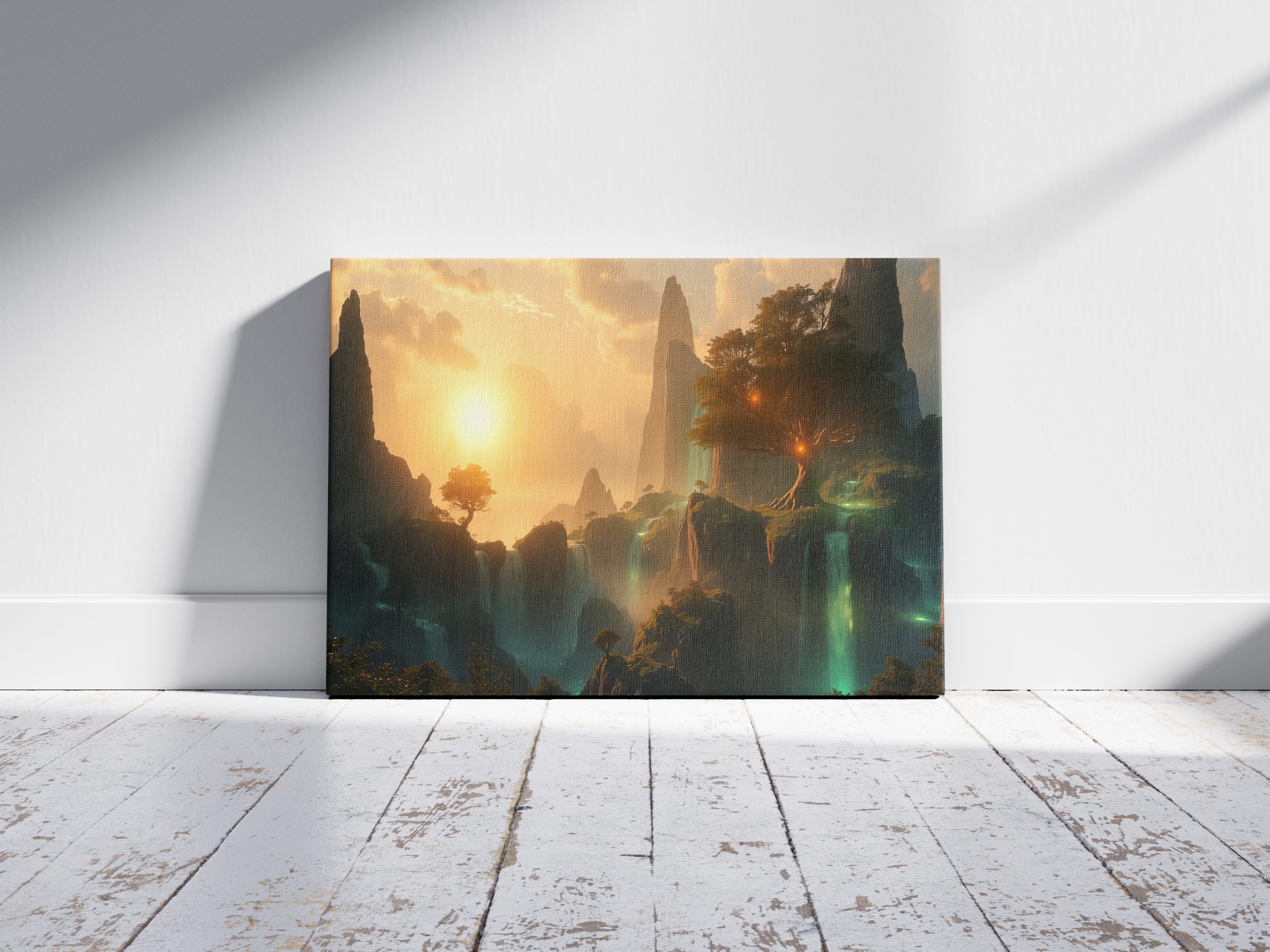 The Luminescent World Tree - Ethereal Sunset Horizon | Premium Digital Wall Art