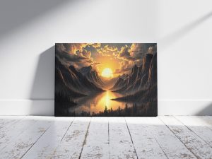 Golden Zenith | Premium Panoramic Mountain Sunset Digital Wall Art
