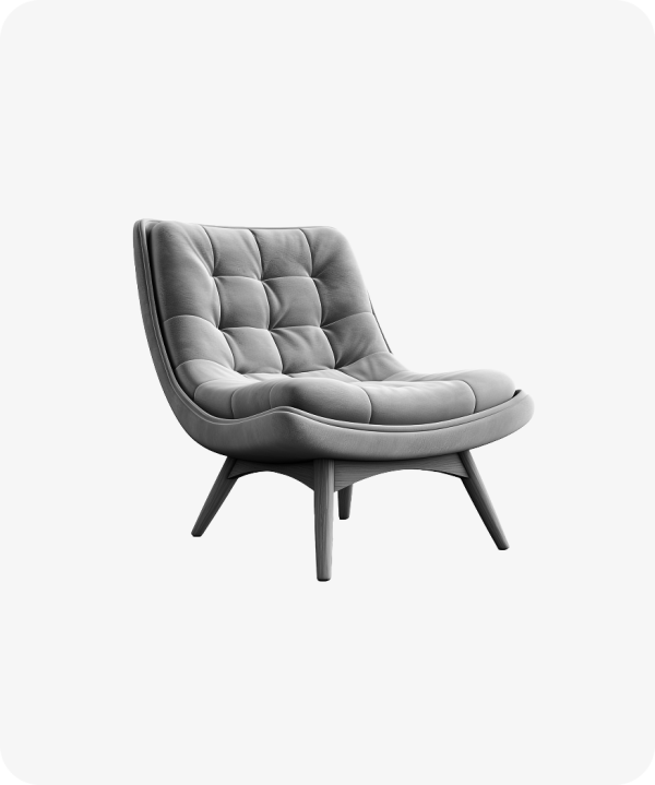 Diamond Tufted Velvet Lounge Chair with Dark Wood Legs