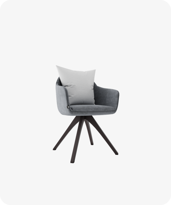 Grey Velvet Swivel Chair with Black Metal Frame