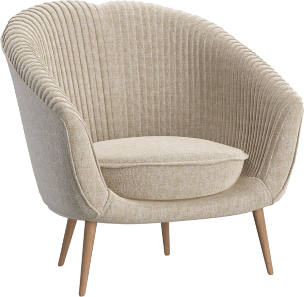 Textured Velvet Upholstered Armchair with Wooden Legs