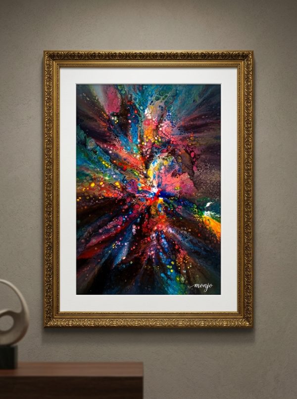 Eclat Cosmique Original Acrylic Canvas Artwork - Framed Abstract Fine Art