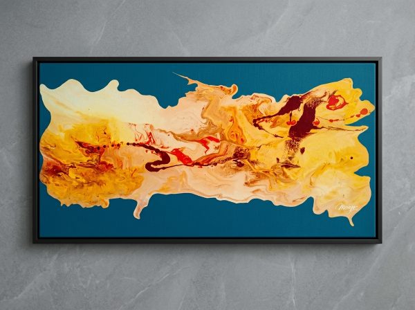 "Golden Nebula & Crimson" Original Abstract Canvas by Monjo – 110 x 55 cm