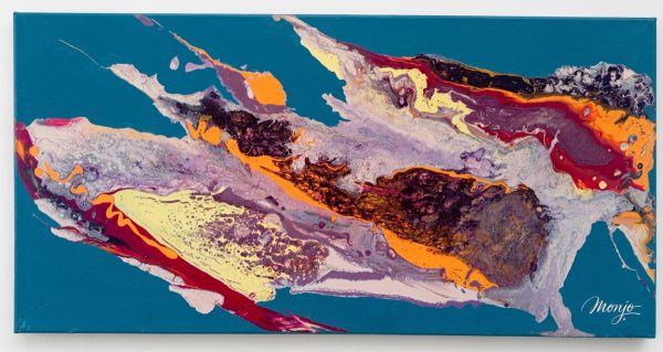 "Nebula Crimson Flow" – Original Abstract Acrylic Canvas Art (110 x 55 cm)