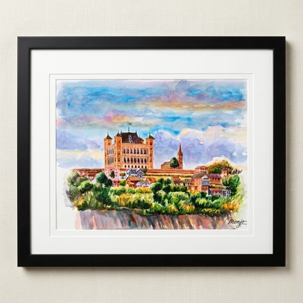 "The Royal Queen's Palace" Original Framed Watercolor Artwork by Monjo (55 x 45 cm)