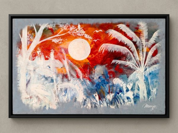 Exotic Twilight – Original Acrylic Painting on Canvas (73 x 45 cm) by Monjo